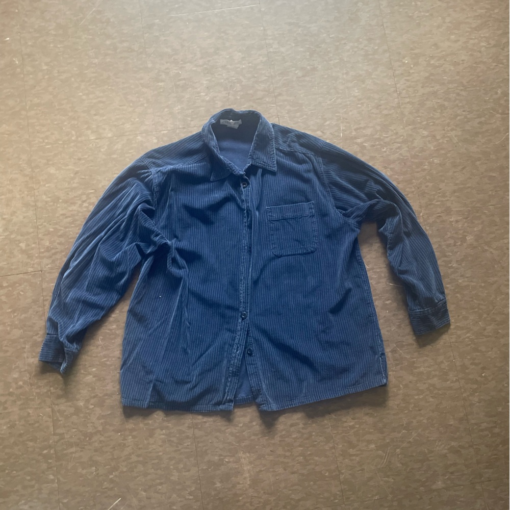 Blue Corduroy Button-Up Shirt